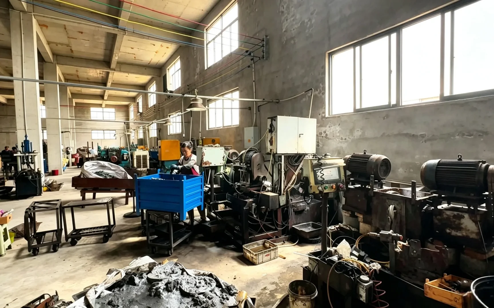 www.huashutools.com Huashu Tools worker operating CNC machine, precision machining for pliers blanks, hardware‑tool manufacturing process