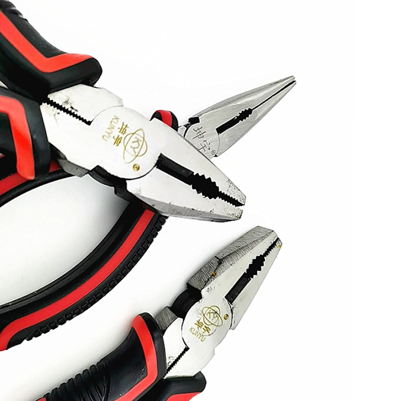Black Red Handle Needle Nose jaws close-up