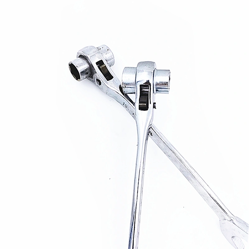 Industrialgradeopenratchetwrench flat-lay shot