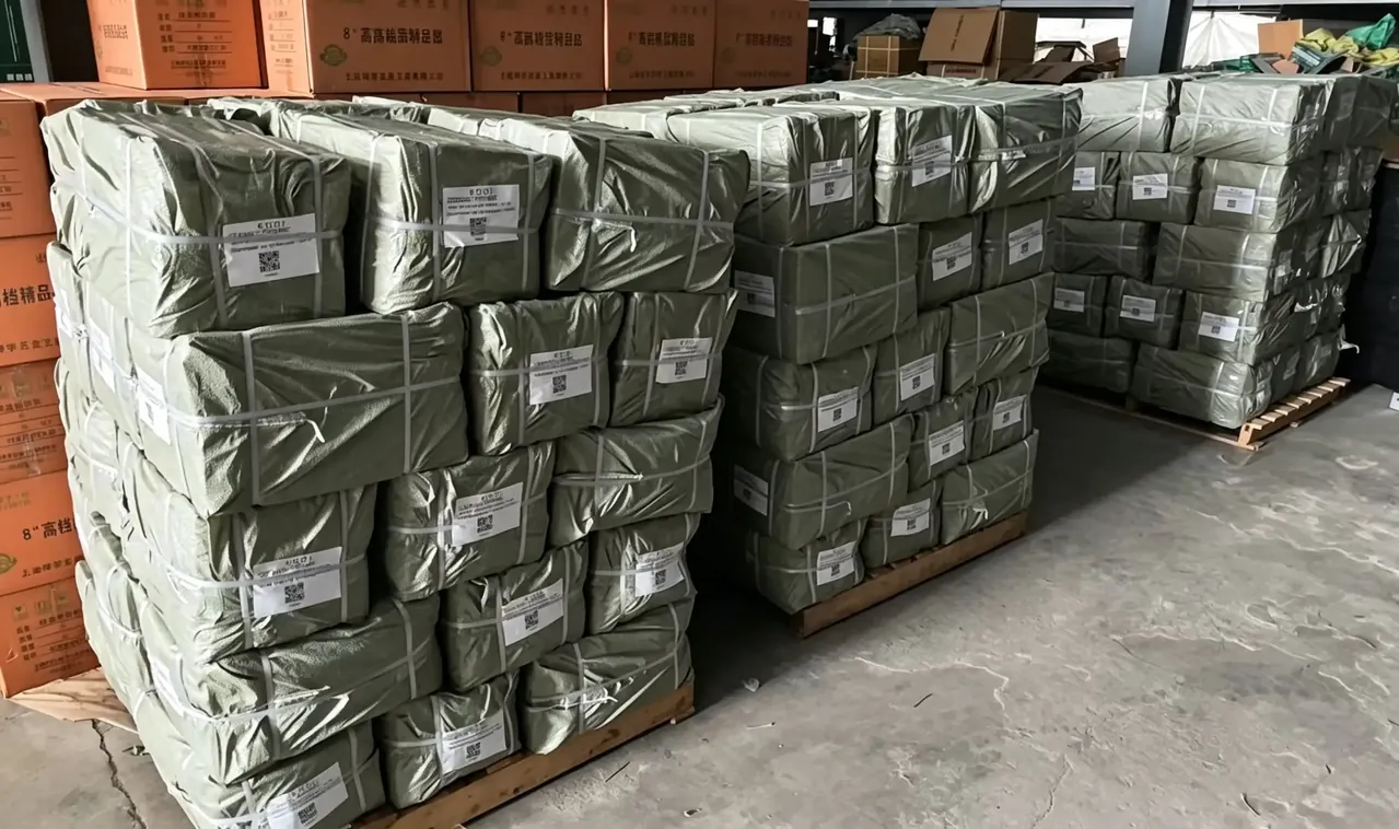 Stacked bulk export hardware tool bales ready for shipment from Huashu Tools factory