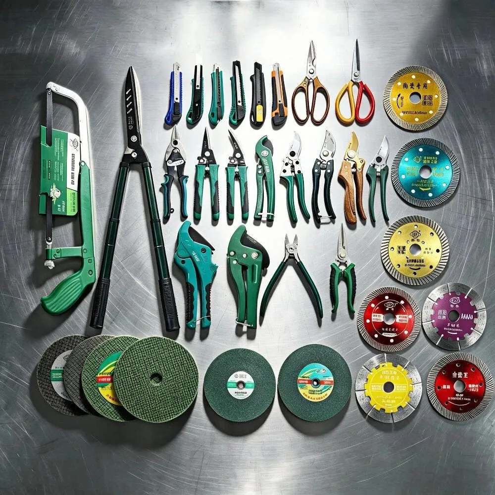 Industrial cutting tools: cable shears, aviation snips, utility knives, grinding wheels and saw blades